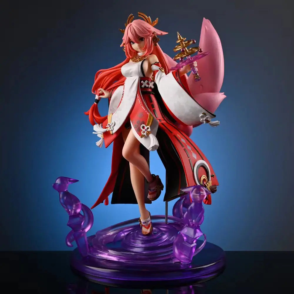 24cm Anime Figure Genshin Impact Gk Yae Miko Fox Pvc Action Figurine Desktop Ornament Decoration Model Statue Toys For Kids Gift