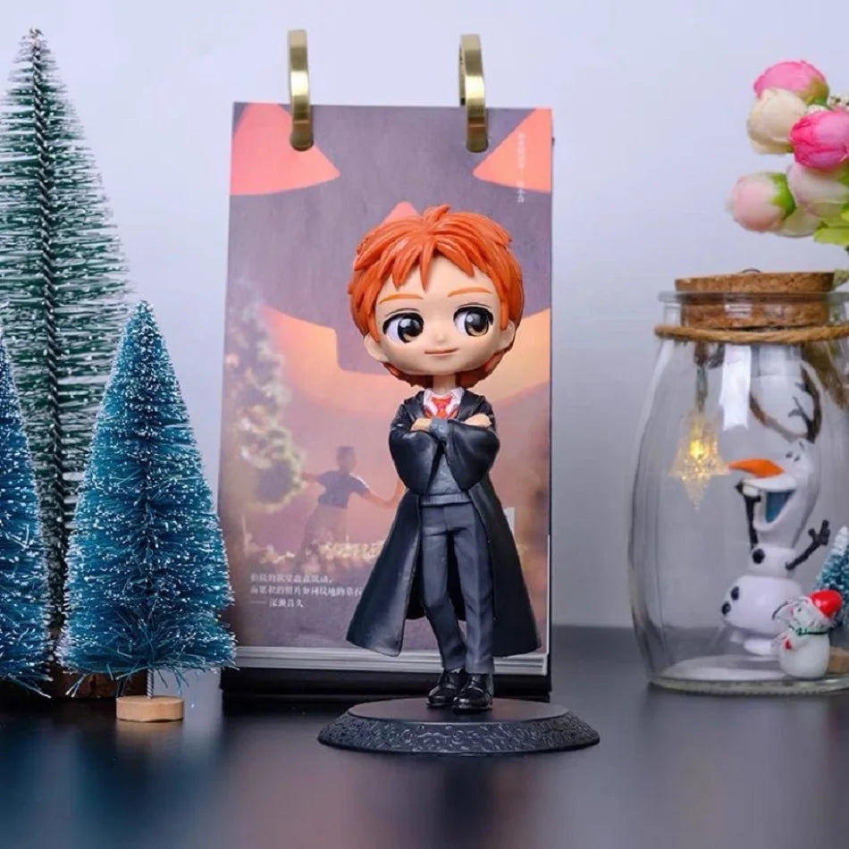 1-7pcs New Hot Harri Potter Cartoon Characters Action Figures Q Version Desktop ornament model quentes presente Kids' Toys Gift