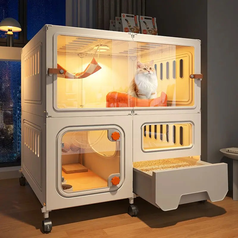 Cat Villa Pulley Design Cat Cage Outdoor Large Space Easy Install Cat's House Shelves Firm and Durable Cats Accessories Supplies