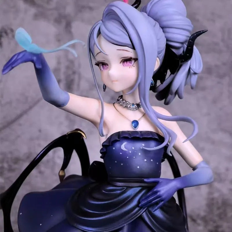 Handmade Anime Dancer Figure Blue & White Two-Tone Kimono Girl with Fan Solo Dance Performer Statue Desktop Decor