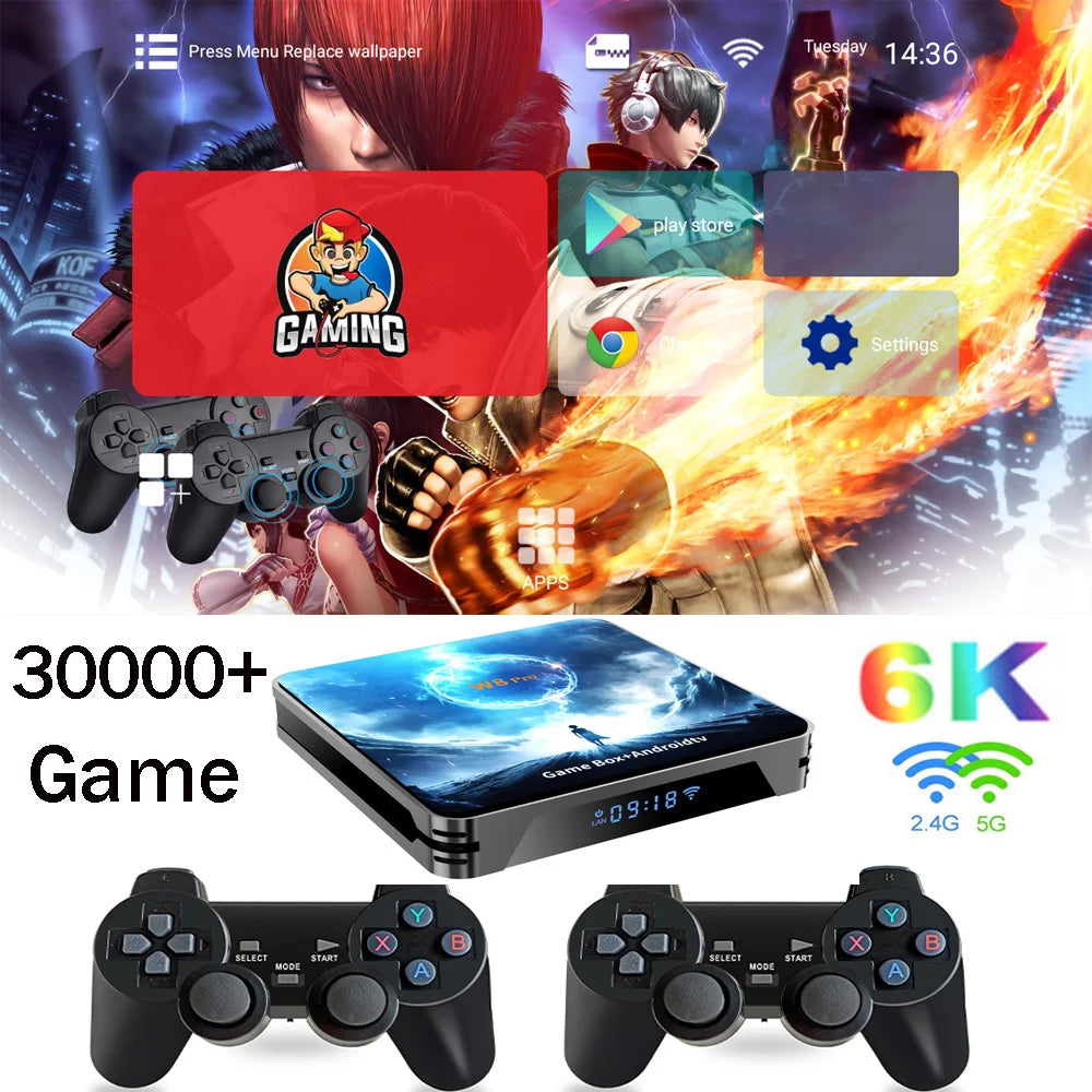 W8 Pro Game Console HD 6K 4K Game Box 4G 5G WiFi Built in 30000 Games Wireless Controller Retro Handheld Game Console For N64