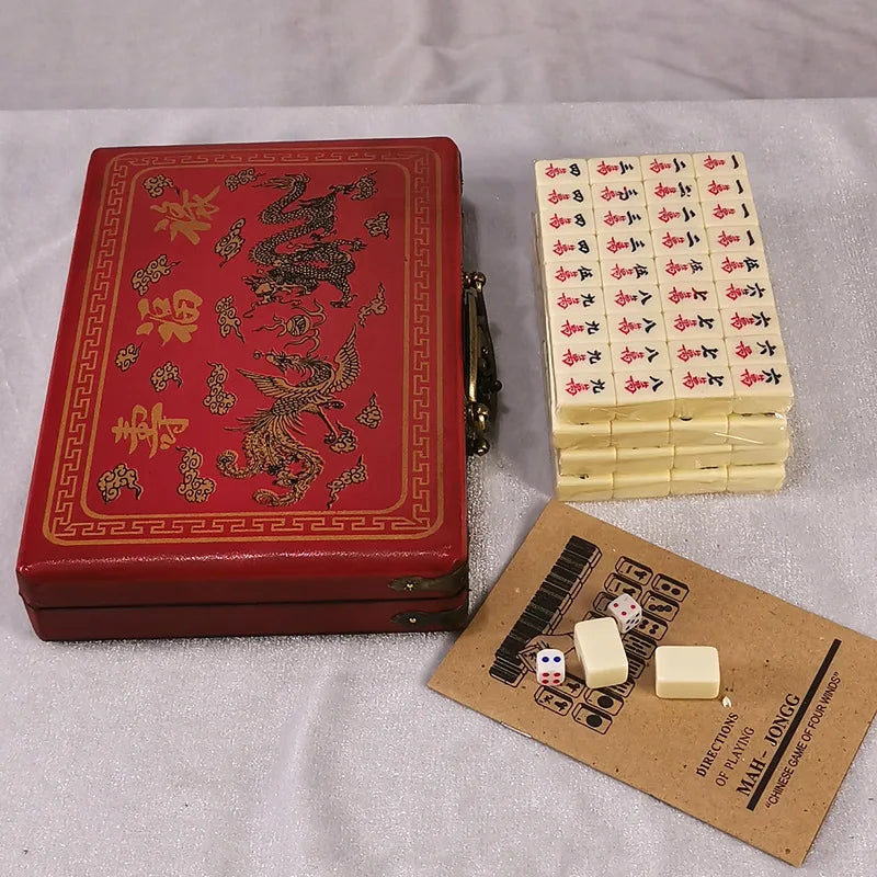 Chinese Culture Mahjong Game Set, Family Game Mahjong With Instructions, Chinese Traditional Mahjong Game With Carrying Bag
