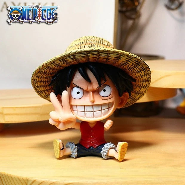 One Piece Chibi Big Head Statues - Luffy Zoro Sanji Nami Boa Hancock - Dashboard Ornaments, PC Case Decor, Collectible Figurines