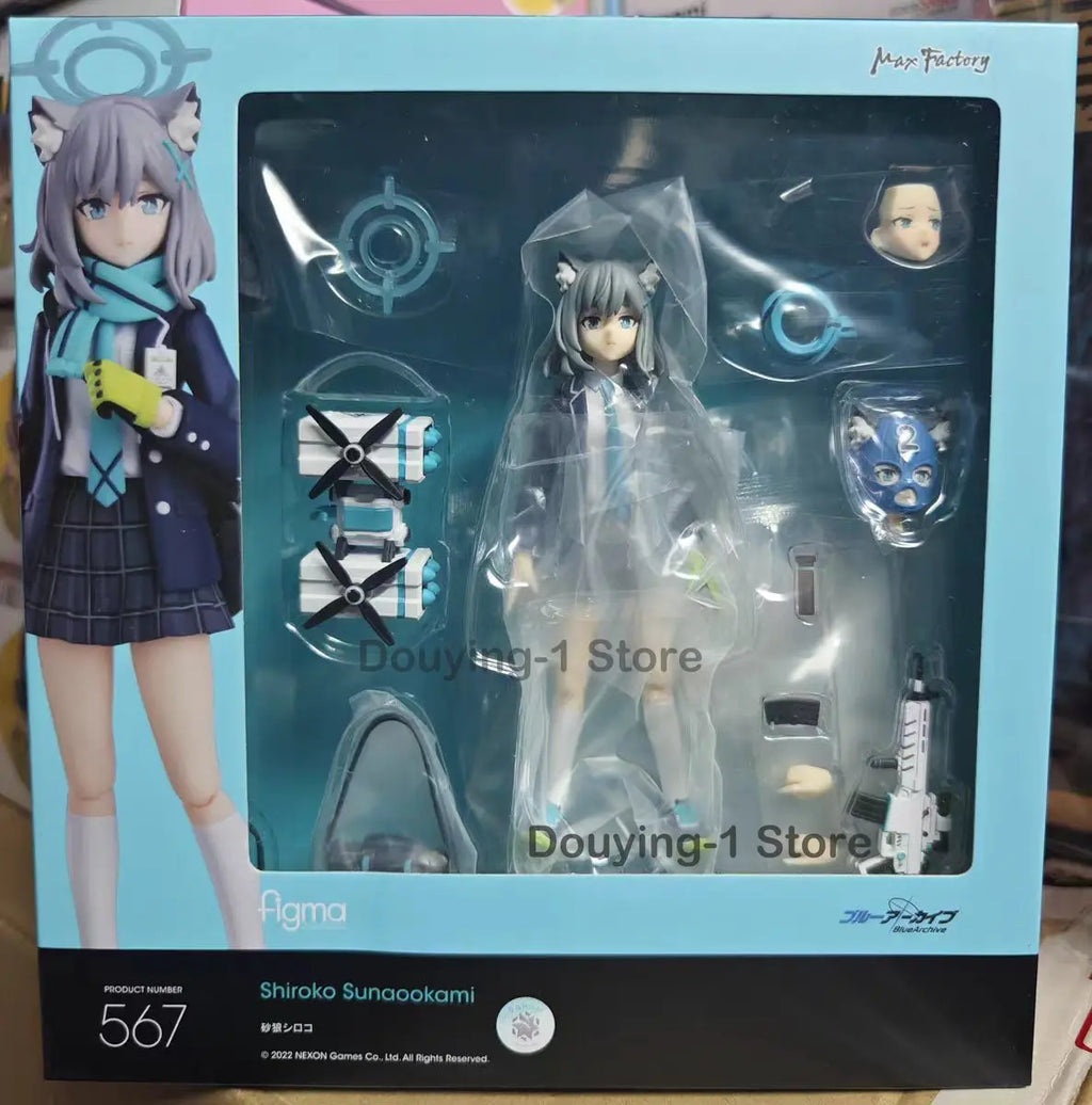 In Stock Original GSC POPUP Max Factory Figma 567 Blue Archive Shiroko Sunaookami Action Figures Anime Model Toys