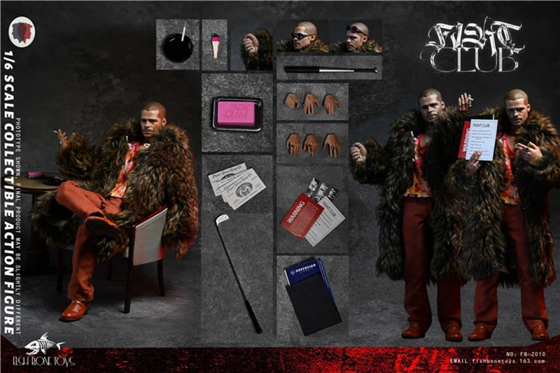 FISH BONETOYS FB-Z010 FB-Z011 FB-Z012 1/6 Collectible Fight Club Jack Tyler Durden 12'' Male Solider Action Figure Model Toy