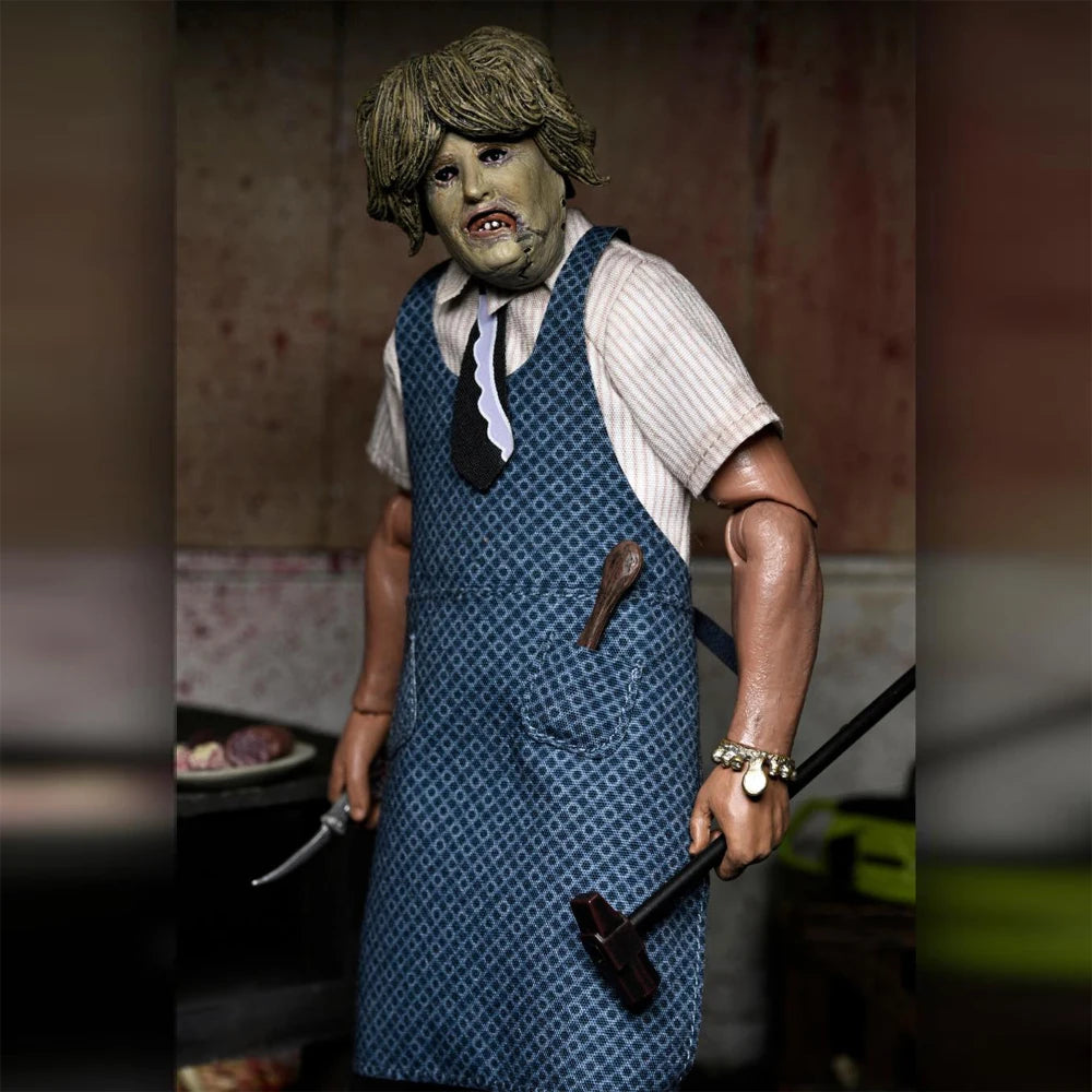 NECA Texas Chainsaw Massacre - Leatherface with Old Lady Mask 8" Clothed Action Figure Model Doll Garage Kit
