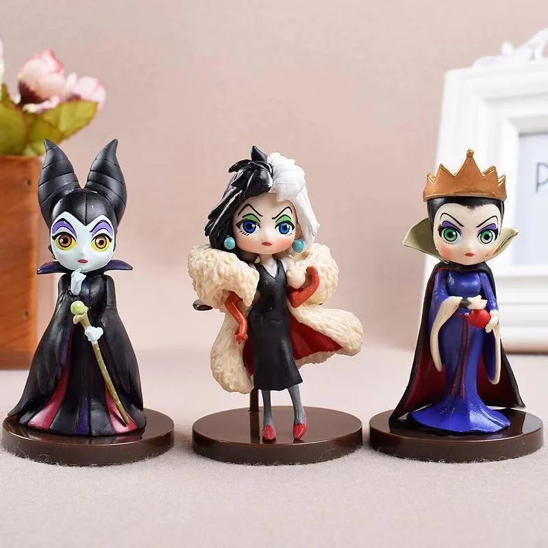 8 cm 3 teile/satz Disney Q posket Petit Villains Nachkommen 2 Maleficent Cruella de Vil Königin Action Figur Modell Geschenk Spielzeug