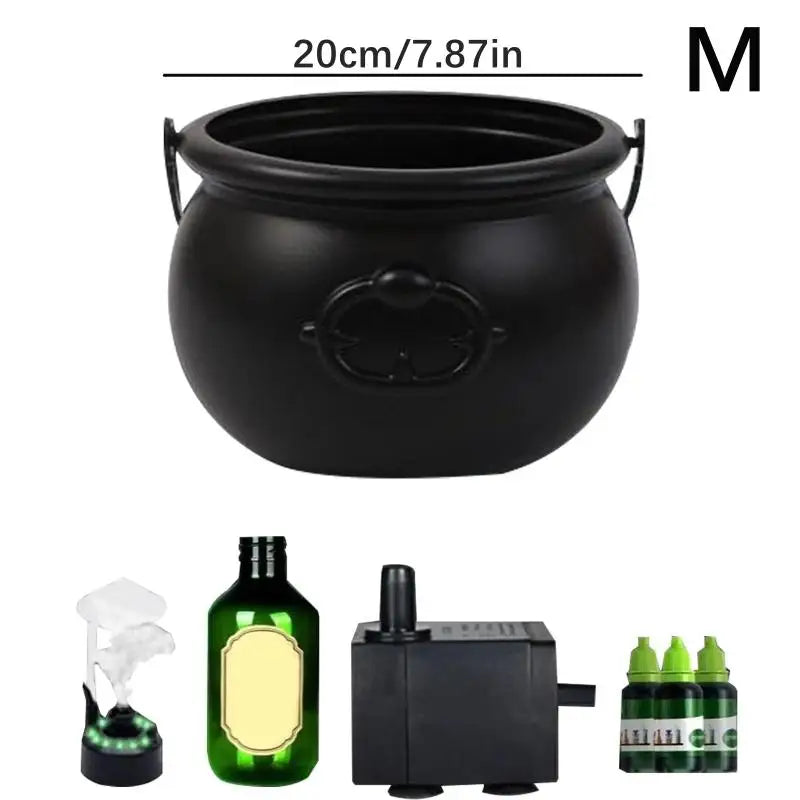 Party Horror Props Witch's Cauldron With Magical Bottles & Fog Maker, Floating Potion DIY, Halloween Decorations Indoor