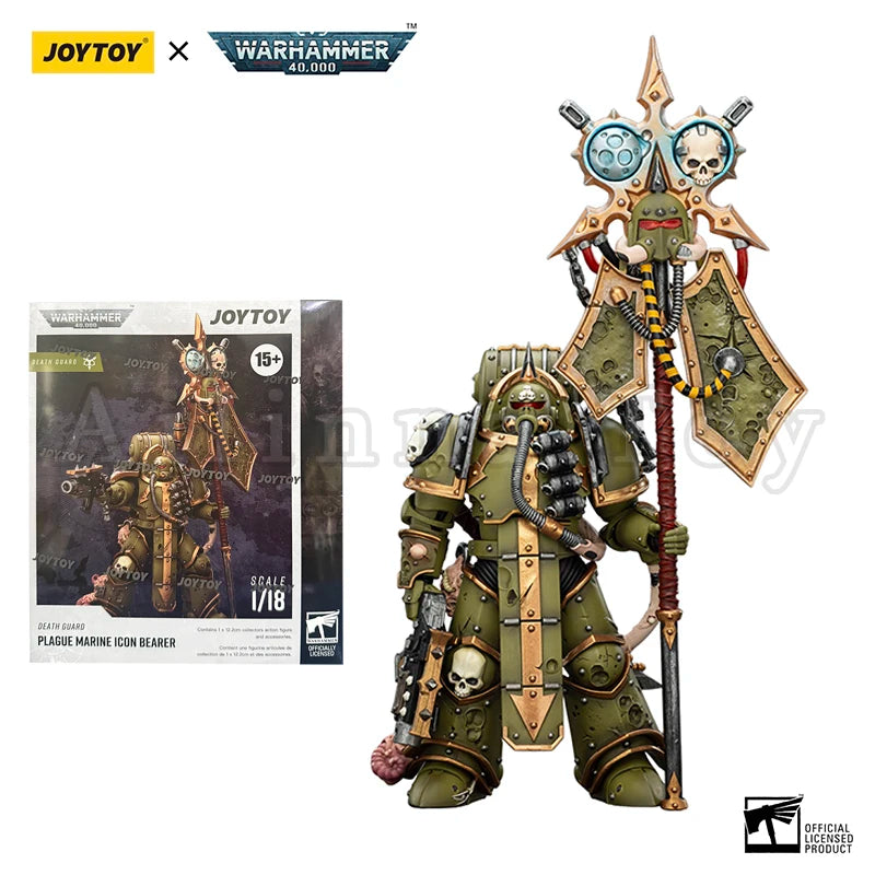 JOYTOY 1/18 Action Figure 40K Death Guard Blightlord Terminator and Plague Marine Icon bearer Anime Model Toy Gift
