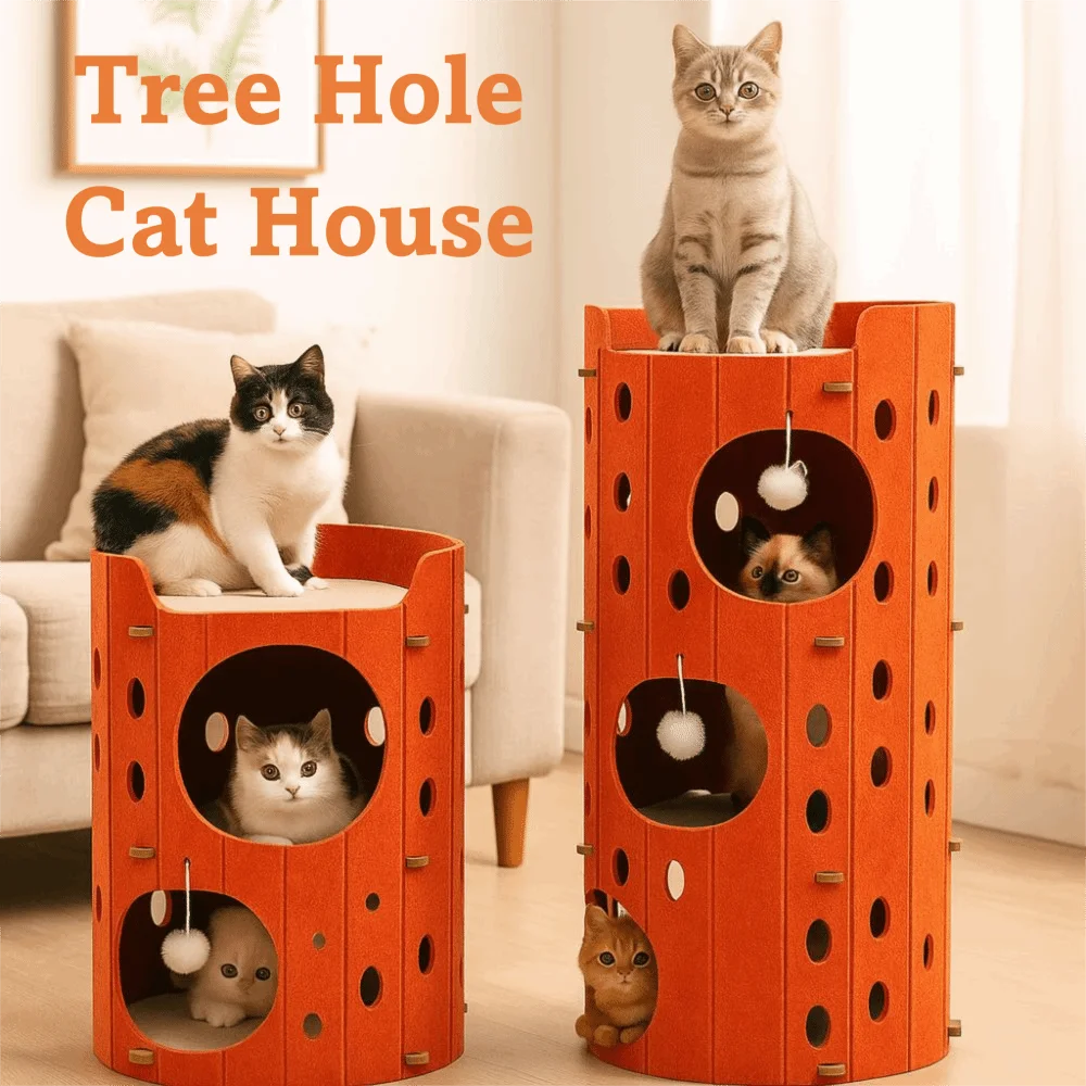 2 Floors/3 Floors Cat Scratching Post House Tree Hole Japanese Style Cat Bed All-in-one Durable Cat Condo