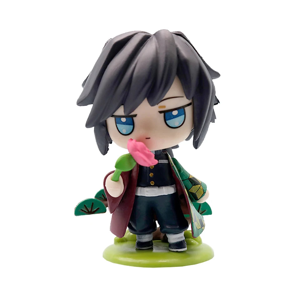 Anime 6Pcs/Set Q Version Demon Slayer Figurine  Boxed Model Ornament Accessory Cartoon Movability Kits Mascot Kid Toy Gift