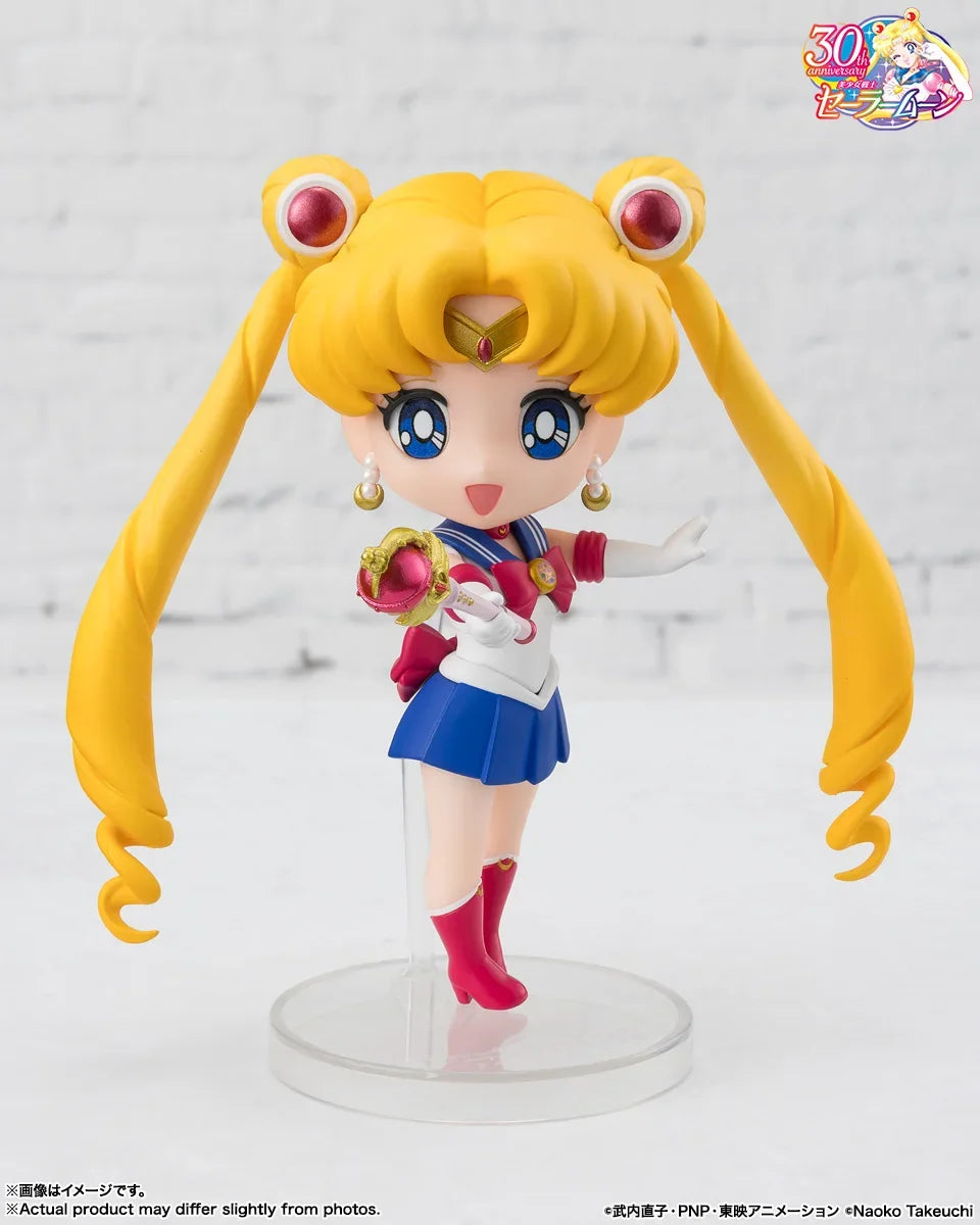 Original Bandai Figuarts mini Black Lady Sailor moon Crystal Star Compact Edition Anime Figure PVC Q Version Cute Model Toys