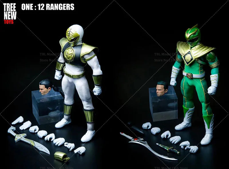 In Stock Tree New Toys 1/12 Scale Mighty Green White Power Rangers 6Inch Anime Action Figure Full Set Toy Gift for Fans