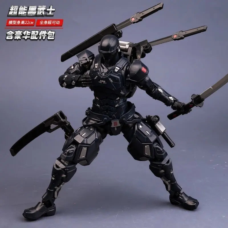 In Stock 22cm SC001 Snake Eyes Super Black Warrior Mecha Ninja Action Figure 1/10 Articulated Finished Model Collectible Toy