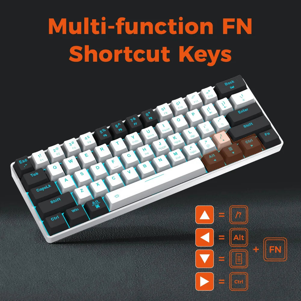 DAREU EK861S RGB Wired Mechanical Keyboard 61 Keys Red Switches ABS Keycaps N-key Rollover with Magnetic Feet