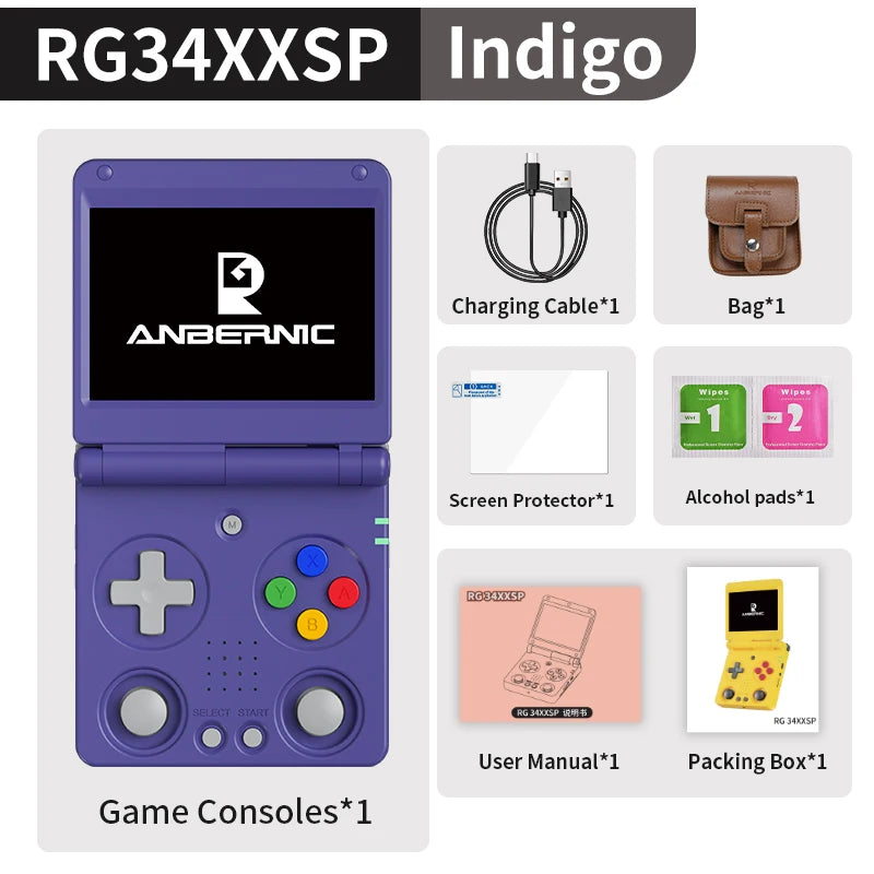 Anbernic RG34XXSP Flip-Handheld-Spielekonsole 3,4-Zoll-IPS-Bildschirm Linux 64-Bit 3300 mAh WIFI Zusammenklappbarer Retro-Video-Gaming-Player