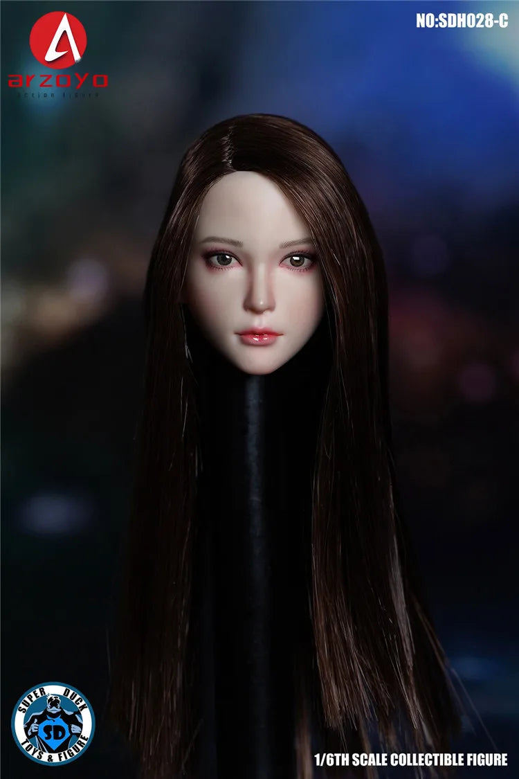 SUPER DUCK 1/6 SDH028 Female Girl Head Sculpt Carving Model Fit 12'' TBL JIAOU Action Figure Body Doll