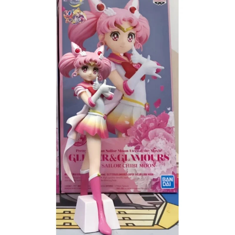 17cm Pretty Guardian Sailor Moon Cosmos The Movie Glitter Glamours Super Sailor Chibi Moon Action Figure Kid Toy Gift Custom Bym