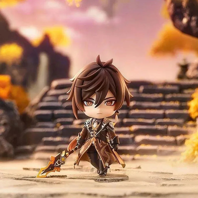 Original Box GSC In Stock Nendoroid Genshin impact Raiden Shogun Zhongli Traveler Anime Action Figure Model Toy Gift for Kids