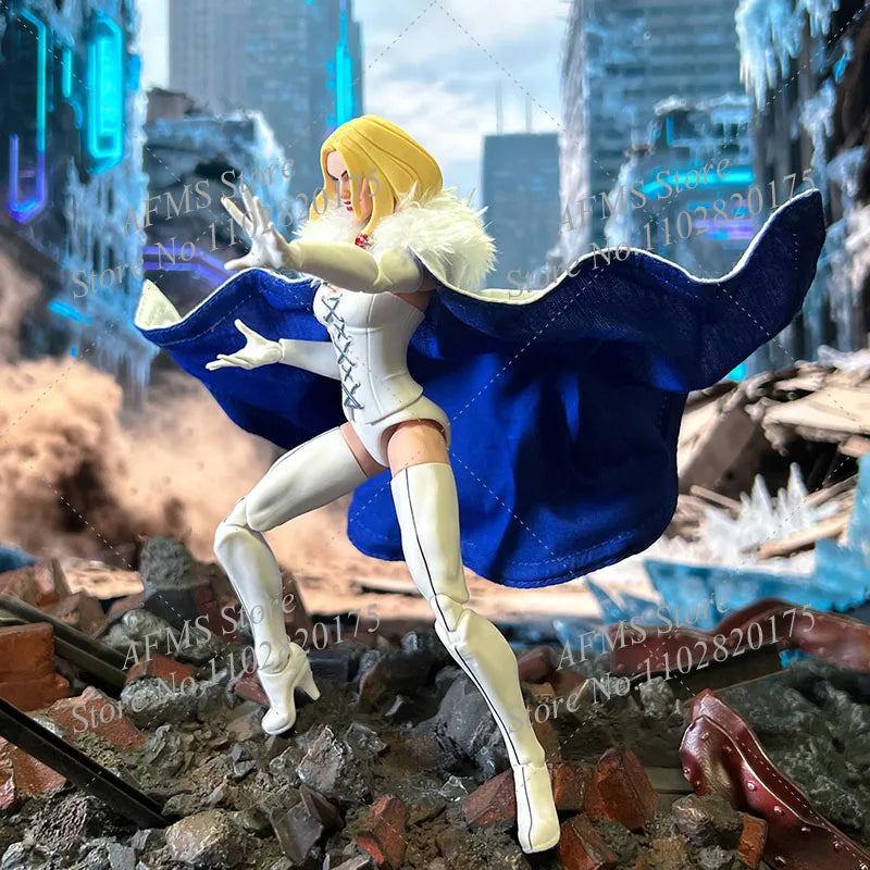 1/12 Men Soldier Anti-Hero Emma White Battle Goddess White Fur Collar Cloak Combat Costume Fit 6Inch ML Action Figure Body