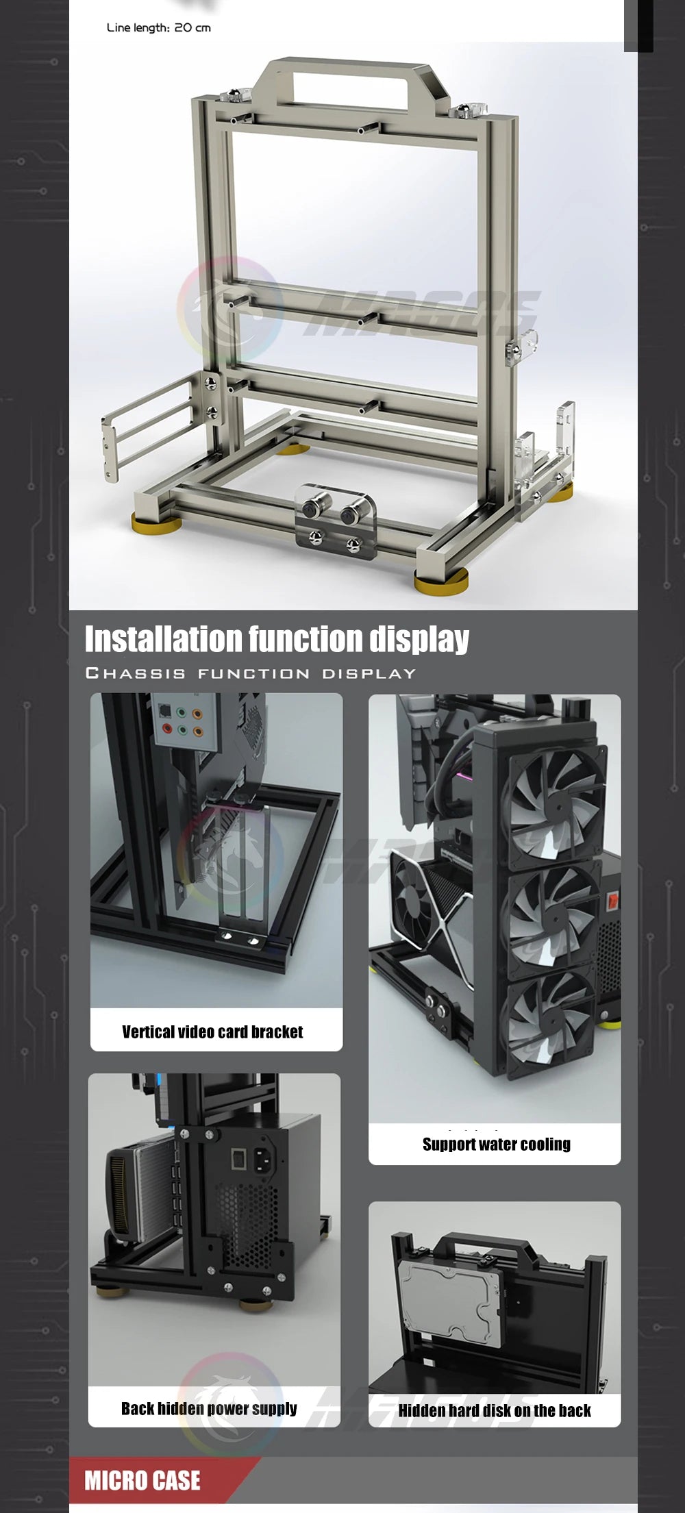 DIY Gamer Schrank MOD ITX MATX PC Fall Open Frame Aluminium Kreative ATX Turm Desktop Gaming Computer Chassis Rack
