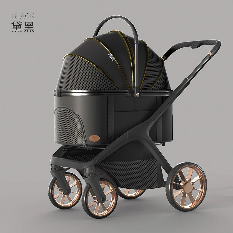 BELLO newest Pet Stroller Dog Cat Low Basket Parm aluminum alloy Cart Dog Lightweight Foldable Walking parm