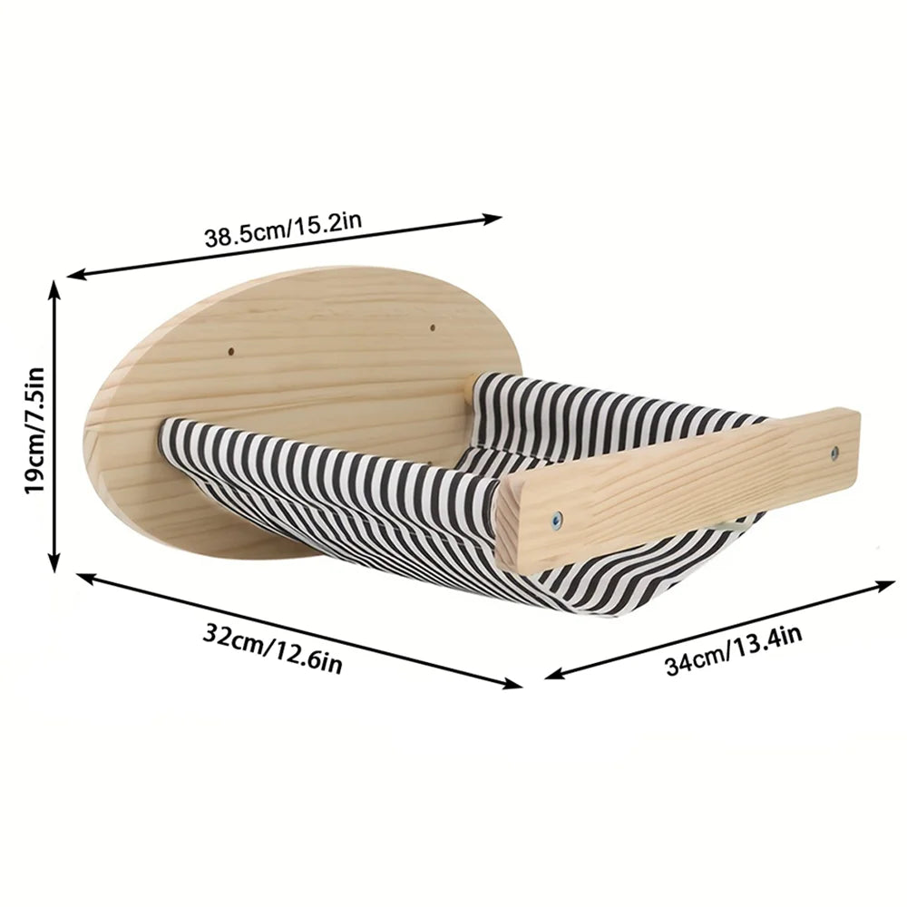 Cat Wall Mounted Furniture Wooden Hammock Climbing Shelf Set Perch Sisal Ladder Scratching Post Beds Perches Stable For Kitty