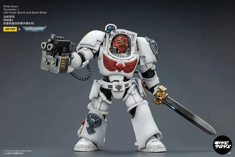 JOYTOY Warhammer 40000/40k White Scars Terminator 1 with Power Sword and Storm Bolter Action Figure Doll Decoration Gift Model
