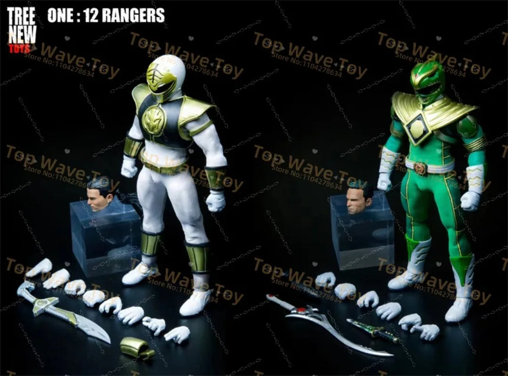 New Stock Tree New Toys 1/12 Mighty Green White Power Rangers Movable Cloth Action Figure Childhood Memory 6"Figurine Collection