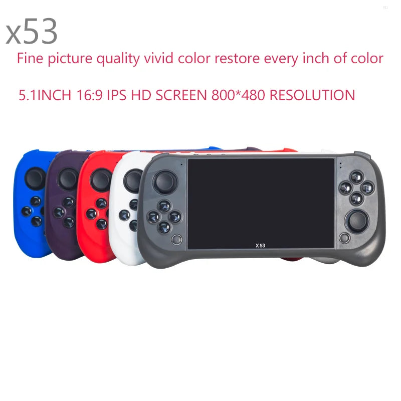 Children's Game Console X53 Handheld Game Console HD 5.1 Inch Large Screen Retro Music Video Playback Watch TV Read E-books