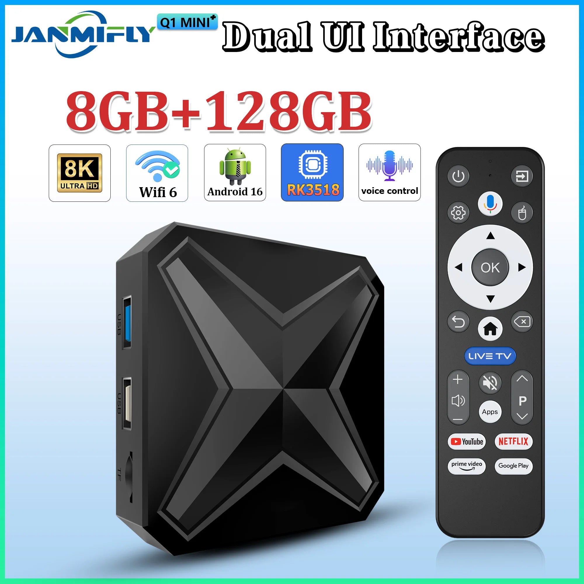 2026 New Smart TV Box Q1MINI+ Dual UI Interface Android 16 RK 3518 Google Assistant HD 8K Video Media Player Set-Top-Box
