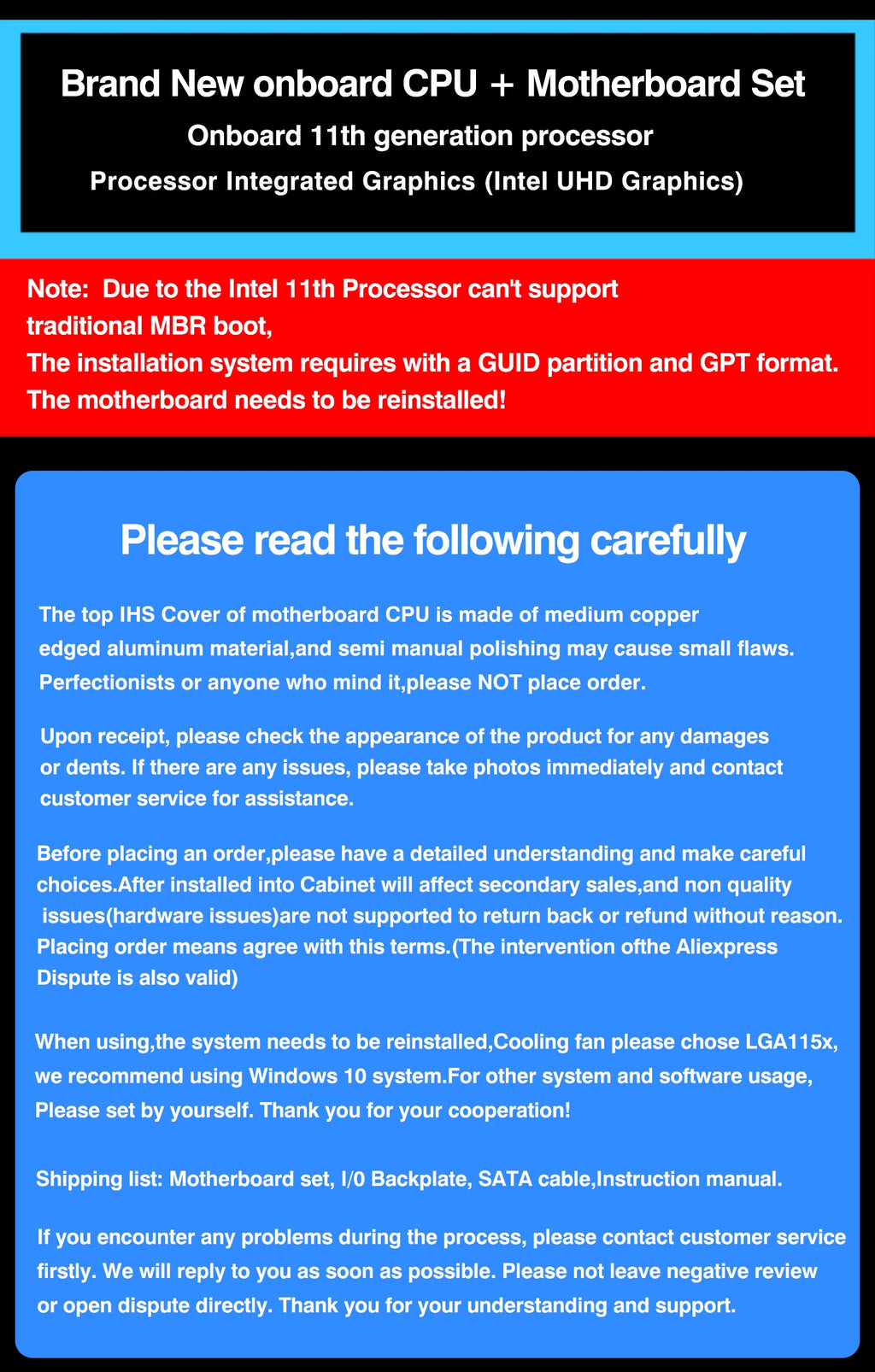 DIY-Gaming-Computer-Motherboard mit integriertem 11. Kit IntelCore CPU 0000 ES 2,6 GHz (siehe Kit i9 1198** i9 11900) DDR4