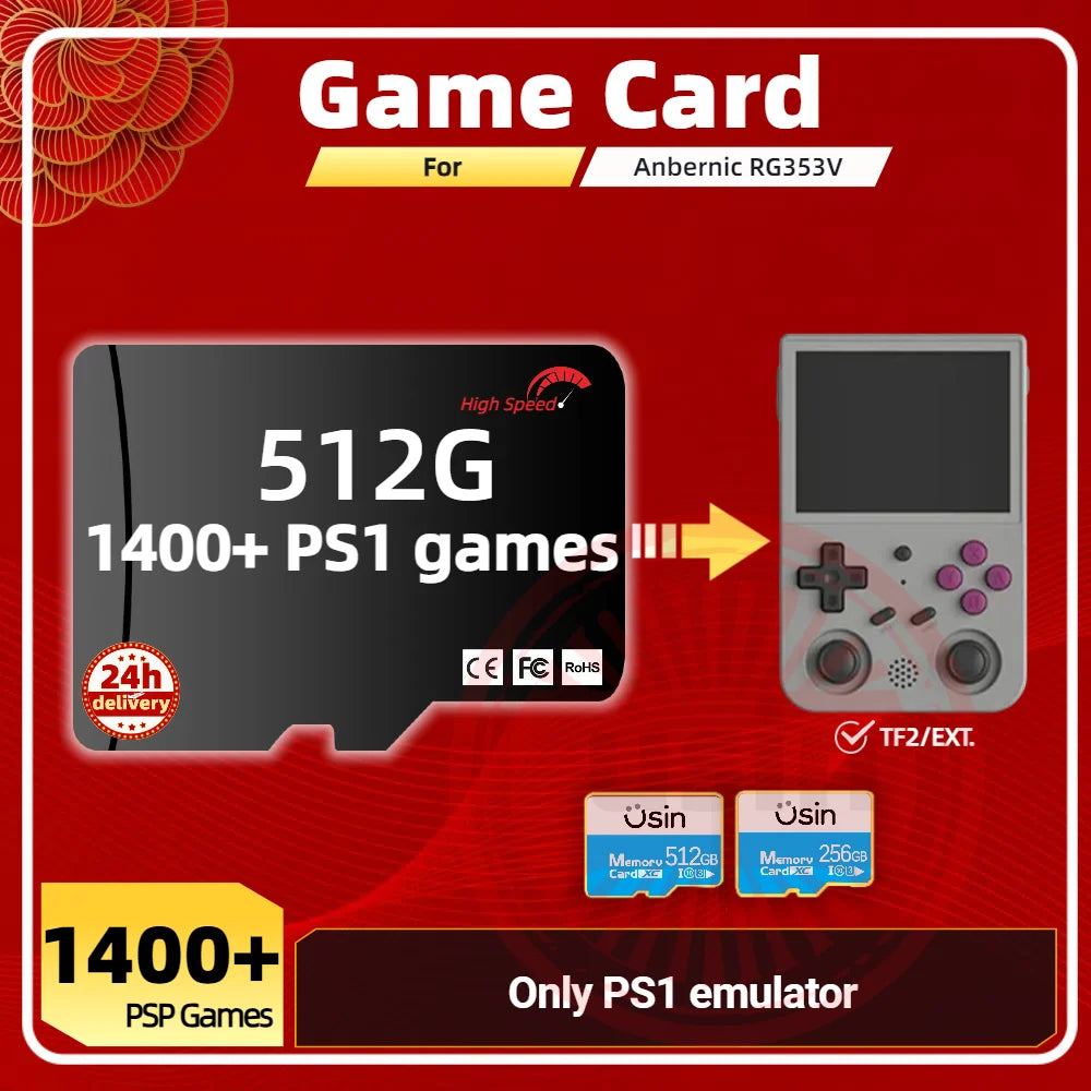 Game Card For Anbernic RG353V RG353VS Memory TF Plug&Play Pre-install Retro Games PSP PS1 SD Portable High Speed Card 1Tb 512G