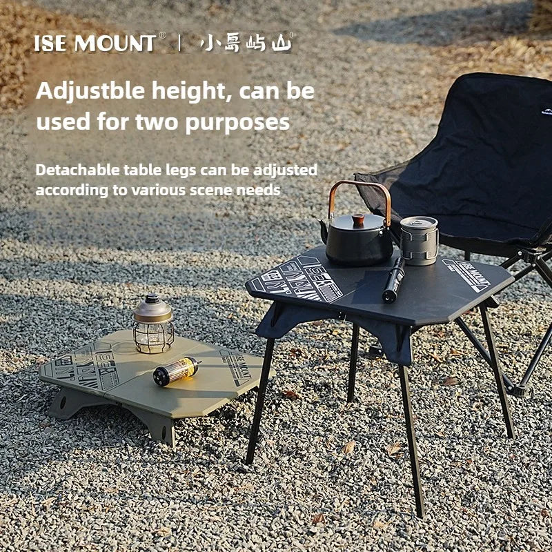 ISE MOUNT Outdoor Folding Table Camping table Portable Lifting Table Two heights of use with storage bag