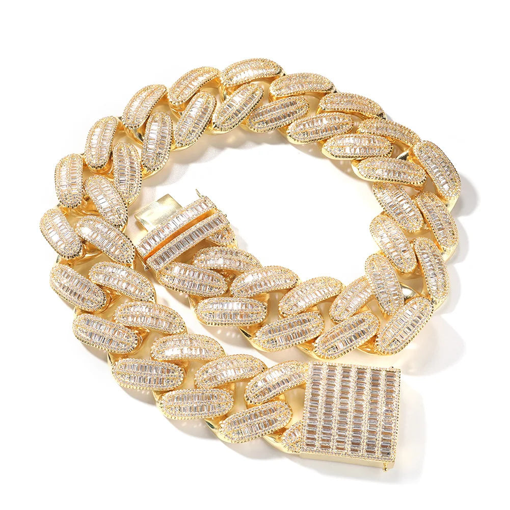 Icedminer 40mm Baguettes Zircon Cuban Chain Necklace Iced Out For Men And Women Fashion Hip Hop Jewelry Free Shipping