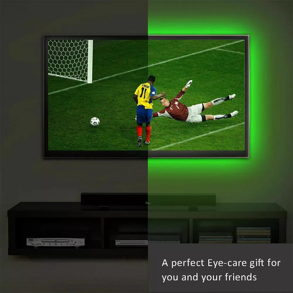 USB-LED-Leuchten für 55-75-Zoll-TV, LED-Hintergrundbeleuchtung, RGB-Lichtstreifen, Musiksynchronisation, Farbwechsel, Bluetooth-App-Steuerung für Spielzimmer