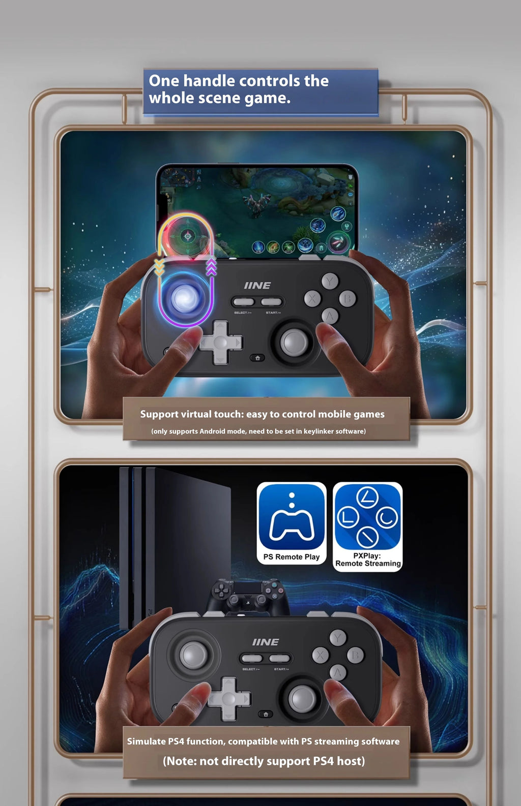 IINE Retro Pocket Gamepad Retro Gaming Controllers Wireless Bluetooth 1000Hz Hall Joystick Portable For Android IOS Phones PC NS