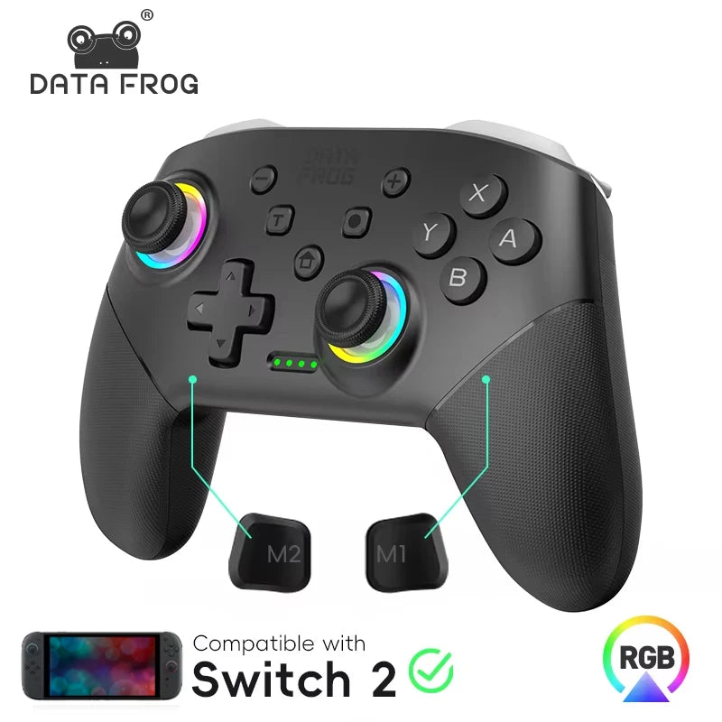 DATA FROG Wireless Pro Controller Universal Gamepad for Console with Gyro Sensor Dual Vibration Rechargeable Joystick