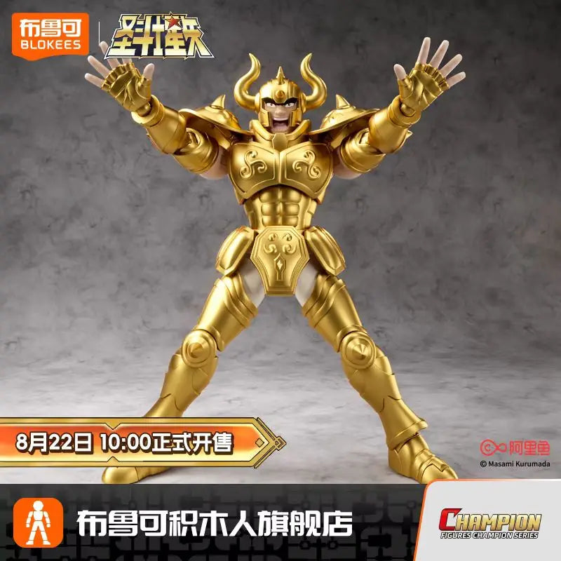 Hot Original Blokees Saint Seiya Taurus Aldebaran Action Figure Aiolos Pegasus Mu Aiolia Milo Assembly Model Kit Champion Class