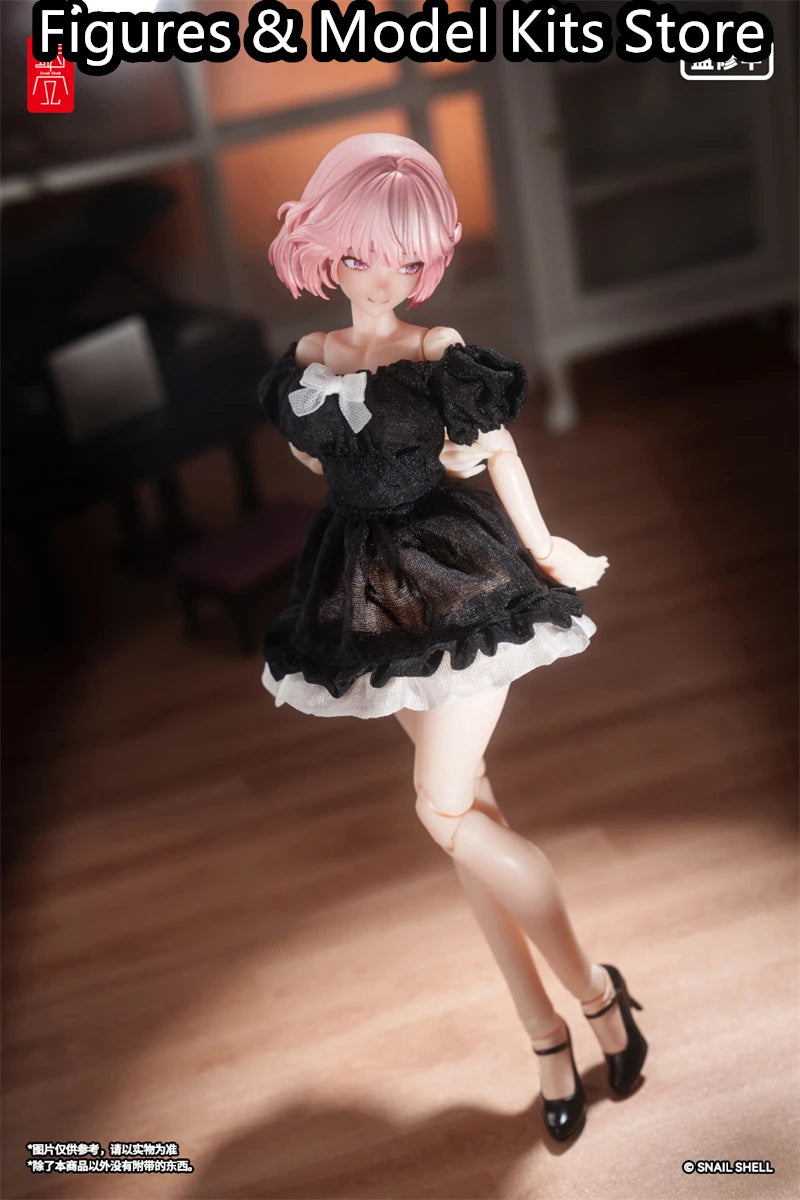 【Pre-Sale】 Snail Shell Black Silk Bubble-Sleeve Dress 1/10 1/12 Action Model Collectible Figure Toys