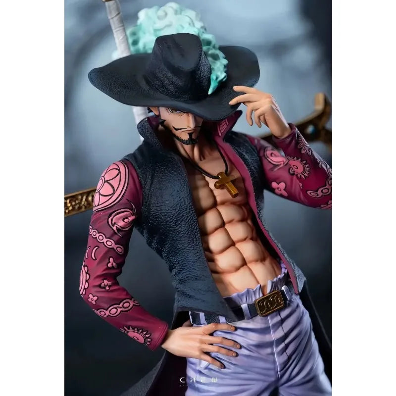 New 28cm ONE PIECE Anime Figures Dracule Mihawk Figures Eagle Eye Display PVC Model Statue Collectible Decoration Boys Toy Gifts