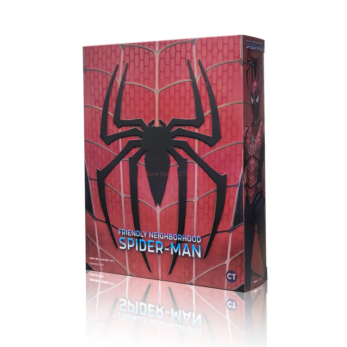 CT Factory Hot Shf Toby Spider Man PVC Friendly Neighbor Maguire Mobile Handheld Box Model Spider Man Gift Interchangeable head