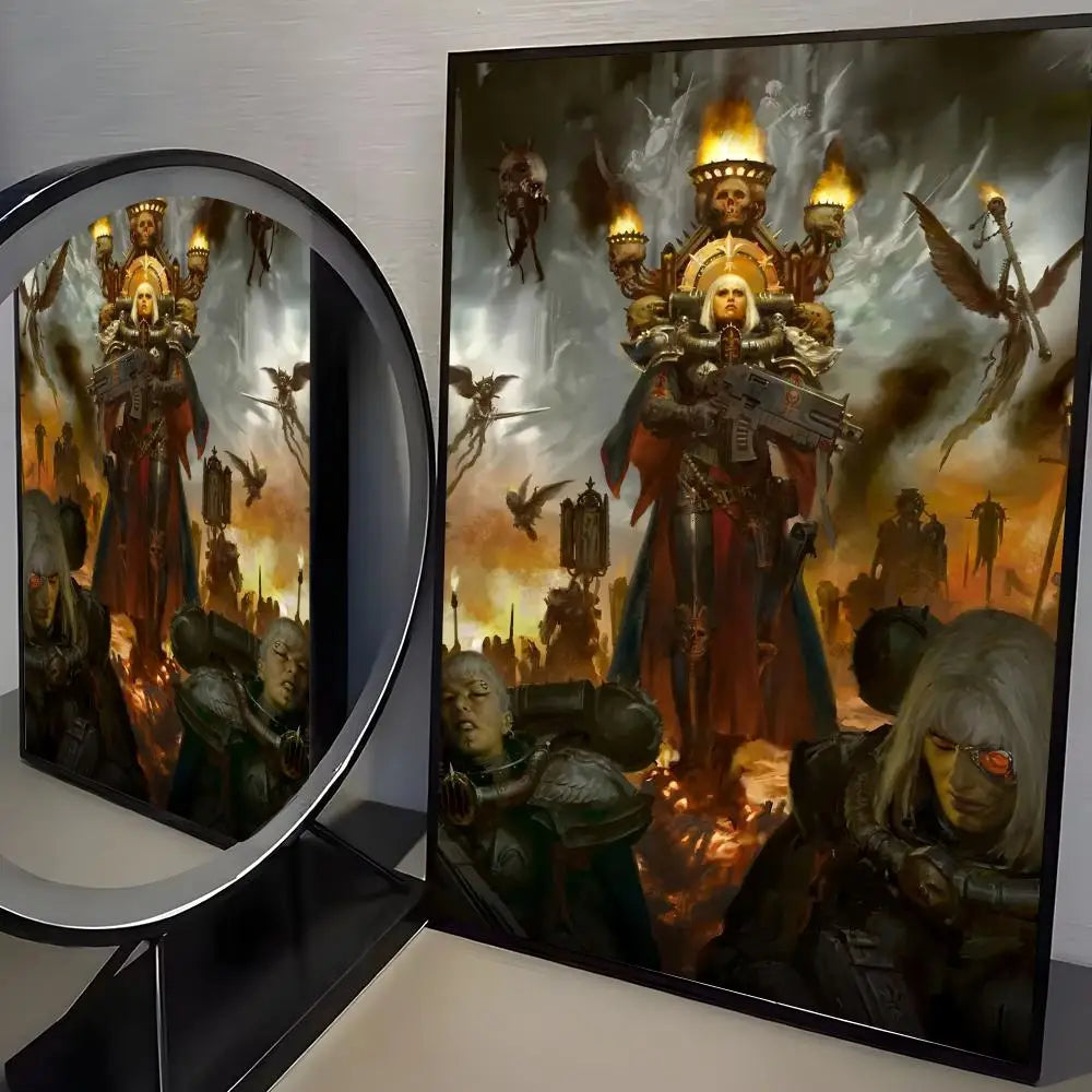W-Warhammer Game 40K Poster Perfect Sticker Self Adhesive Art Designed for Home Dining Office Spaces