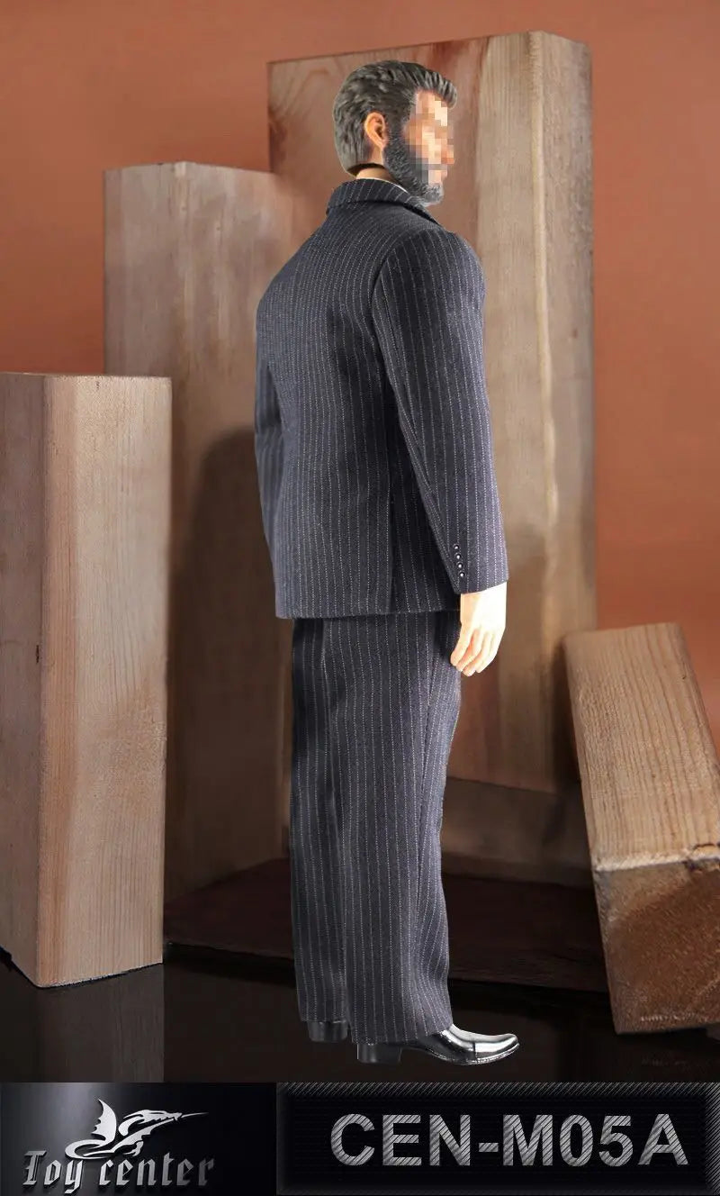 Toy Center CEN-M05 1/6 Scale Male Gentleman Striped Suit Clothes Model Fit AT027 TBL M34 M35 Strong Muscular Action Figure Body
