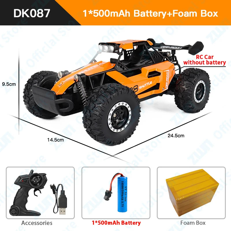 ZWN 1:16 2.4Gh Model RC Car With LED Lights 2WD Off-road Remote Control Climbing Vehicle Outdoor Cars Toys for Boys Girls Gifts