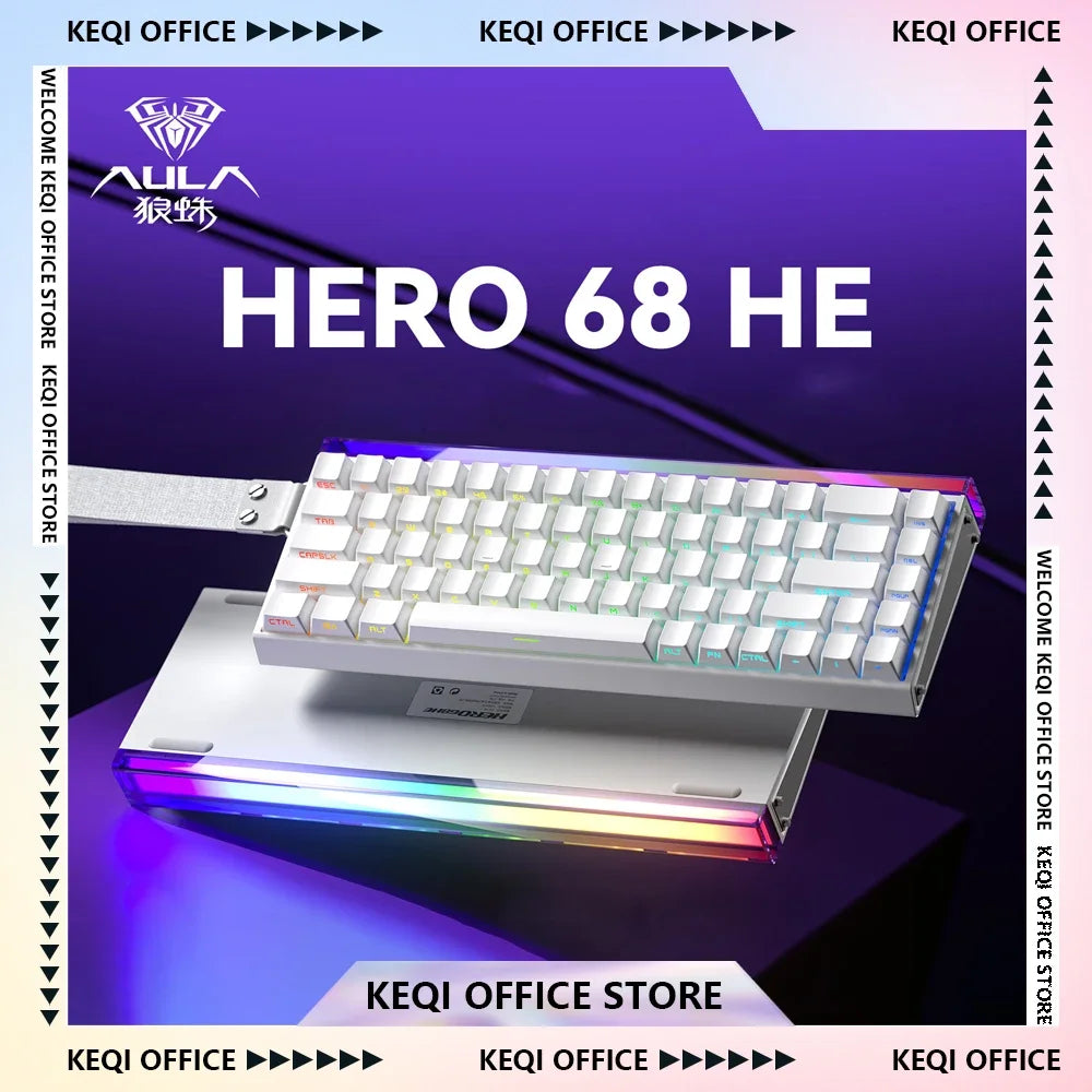 AULA Hero 68HE Magnetic Switch Mechanical Keyboard E-sports 8K RGB Hot Swap Wired PC Gaming Customize Keyboard Accessories Gifts