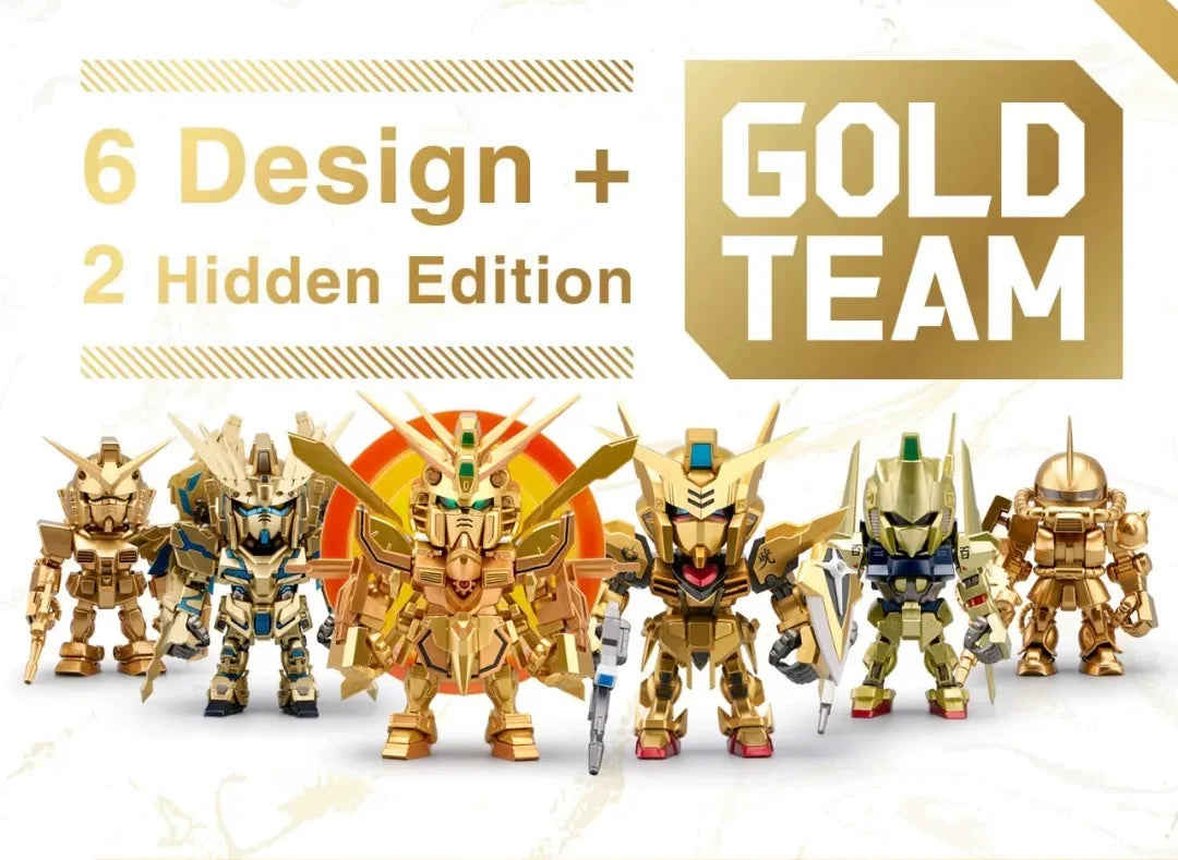 In Stock Bandai QMSV Mini Gold Team Blind Box Trendy Decoration GUN DA Model Toy Collectible Blind Box Trendy Gifts