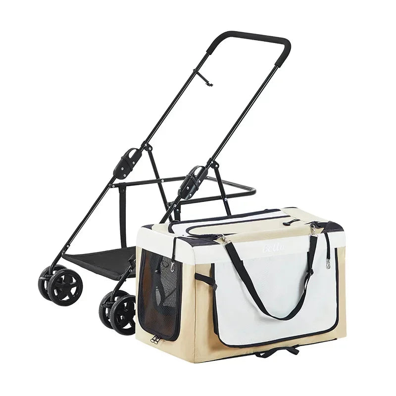 4-wheels Cat Stroller Pet Carrier Strolling Foldable Dog Stroller With Removable Liner