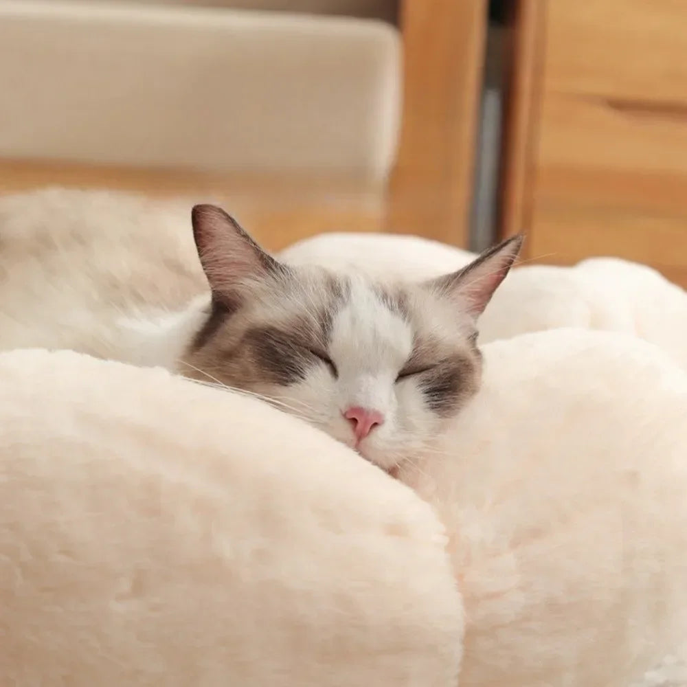 60 cm superweiches Katzenbett, langes Plüsch-Hundekissen, Katzenkissen, Tiere, Schlafsofa, blumenförmiges rundes Haustierbett, Haustier-Hundebetten