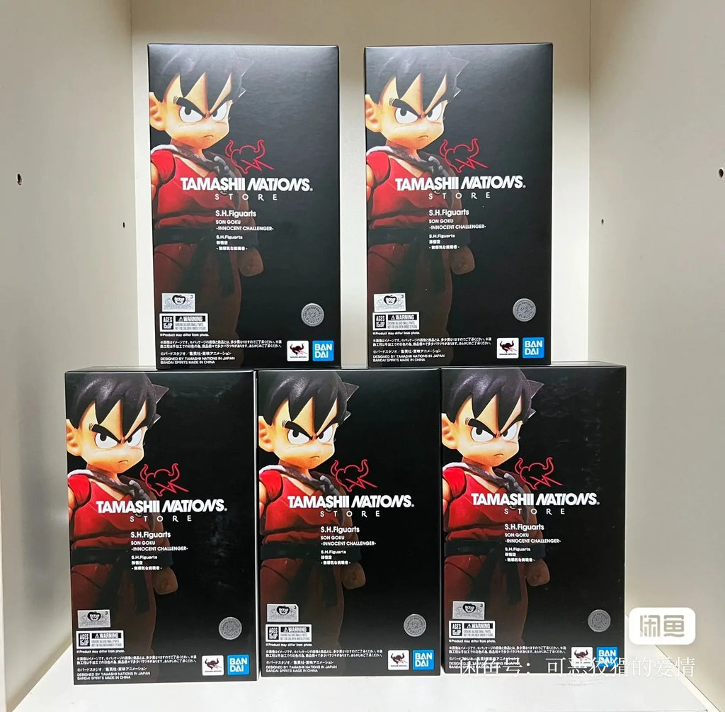Original Bandai Shf Dragon Ball Anime Figures Innocent Challenger Son Goku Action Figurine Kid Goku S.h.figuarts Toy In Stock